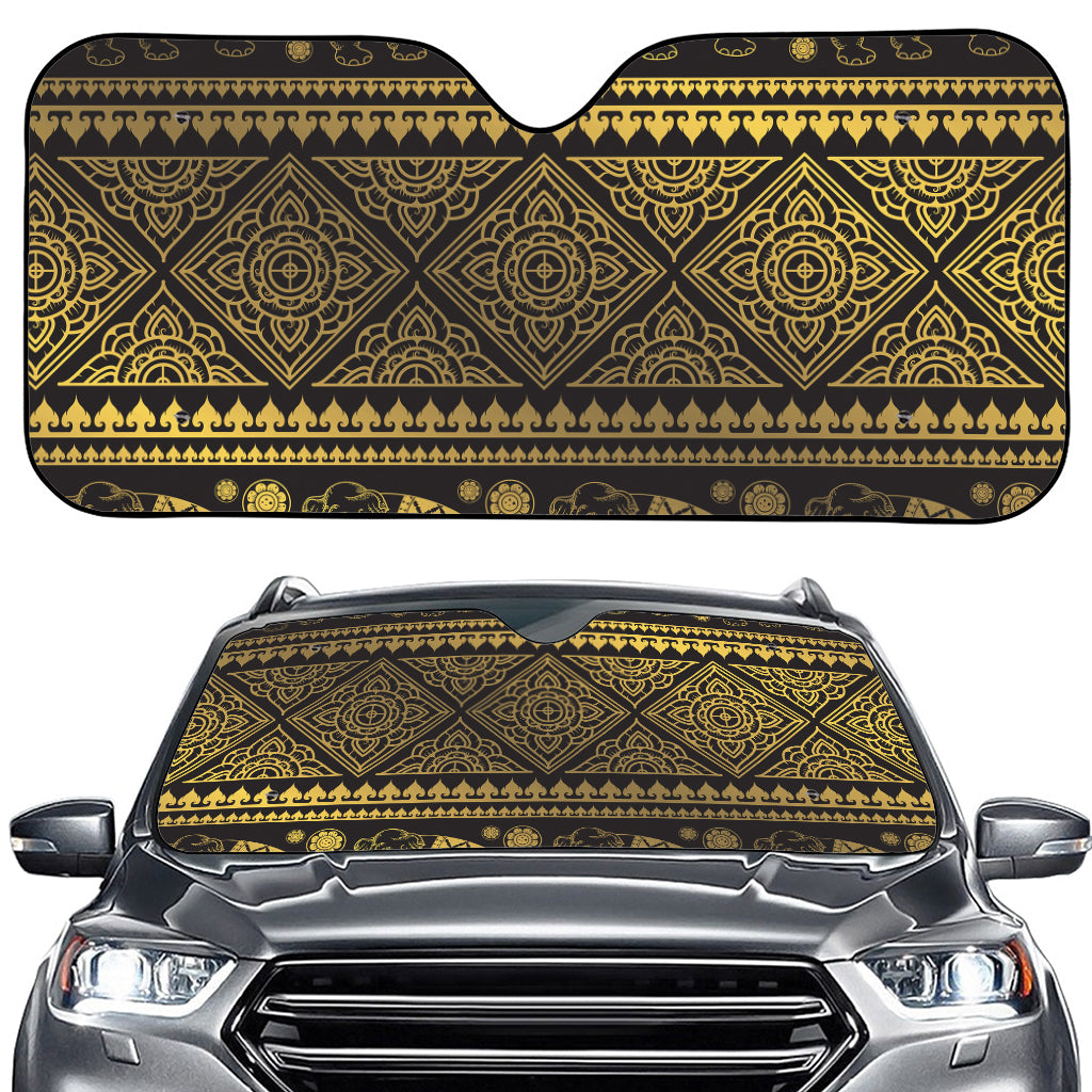 Ethnic Thai Elephant Pattern Print Car Windshield Sun Shade