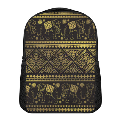 Ethnic Thai Elephant Pattern Print Casual Backpack