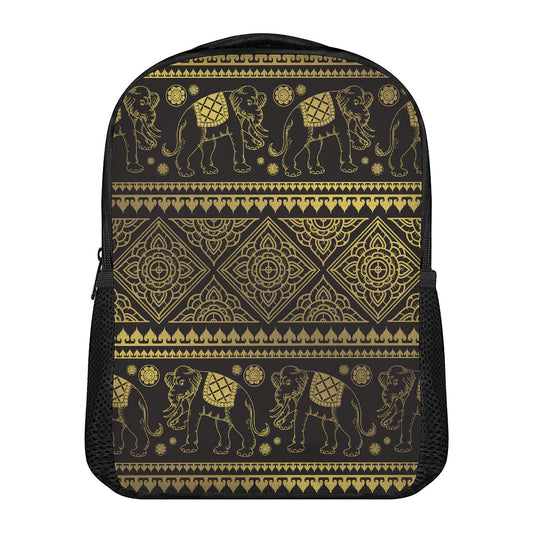 Ethnic Thai Elephant Pattern Print Casual Backpack