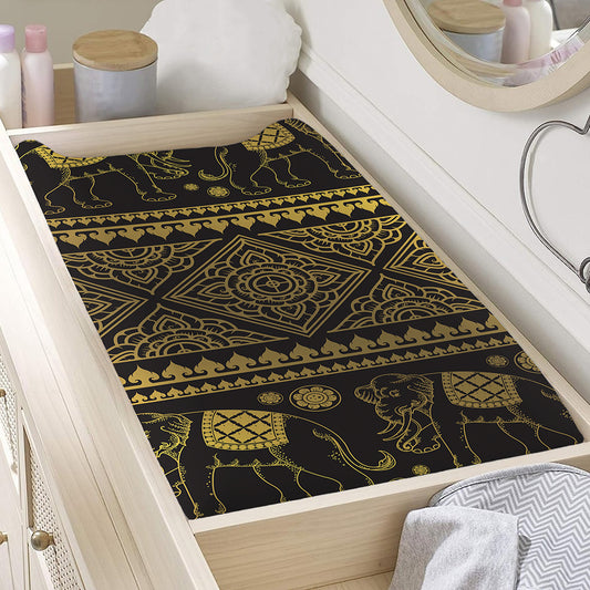 Ethnic Thai Elephant Pattern Print Changing Pad Cover