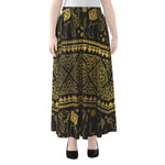 Ethnic Thai Elephant Pattern Print Chiffon Maxi Skirt