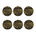 Ethnic Thai Elephant Pattern Print Coaster Set