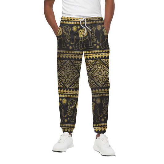 Ethnic Thai Elephant Pattern Print Cotton Pants