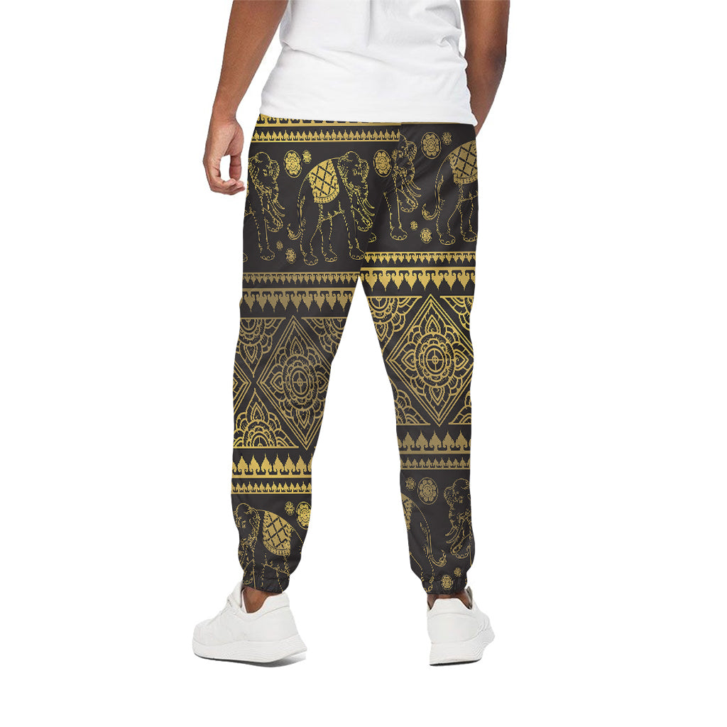 Ethnic Thai Elephant Pattern Print Cotton Pants