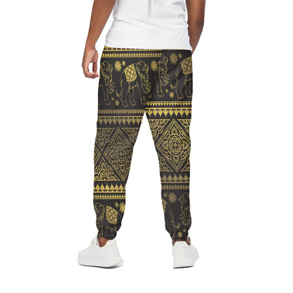 Ethnic Thai Elephant Pattern Print Cotton Pants