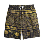 Ethnic Thai Elephant Pattern Print Cotton Shorts