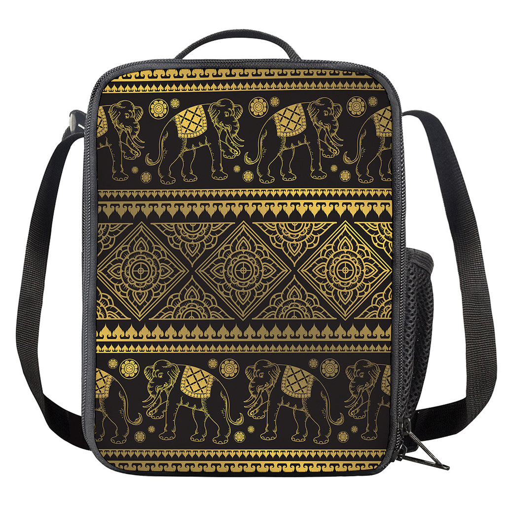 Ethnic Thai Elephant Pattern Print Crossbody Lunch Bag