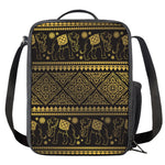 Ethnic Thai Elephant Pattern Print Crossbody Lunch Bag