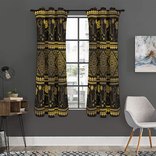 Ethnic Thai Elephant Pattern Print Curtain