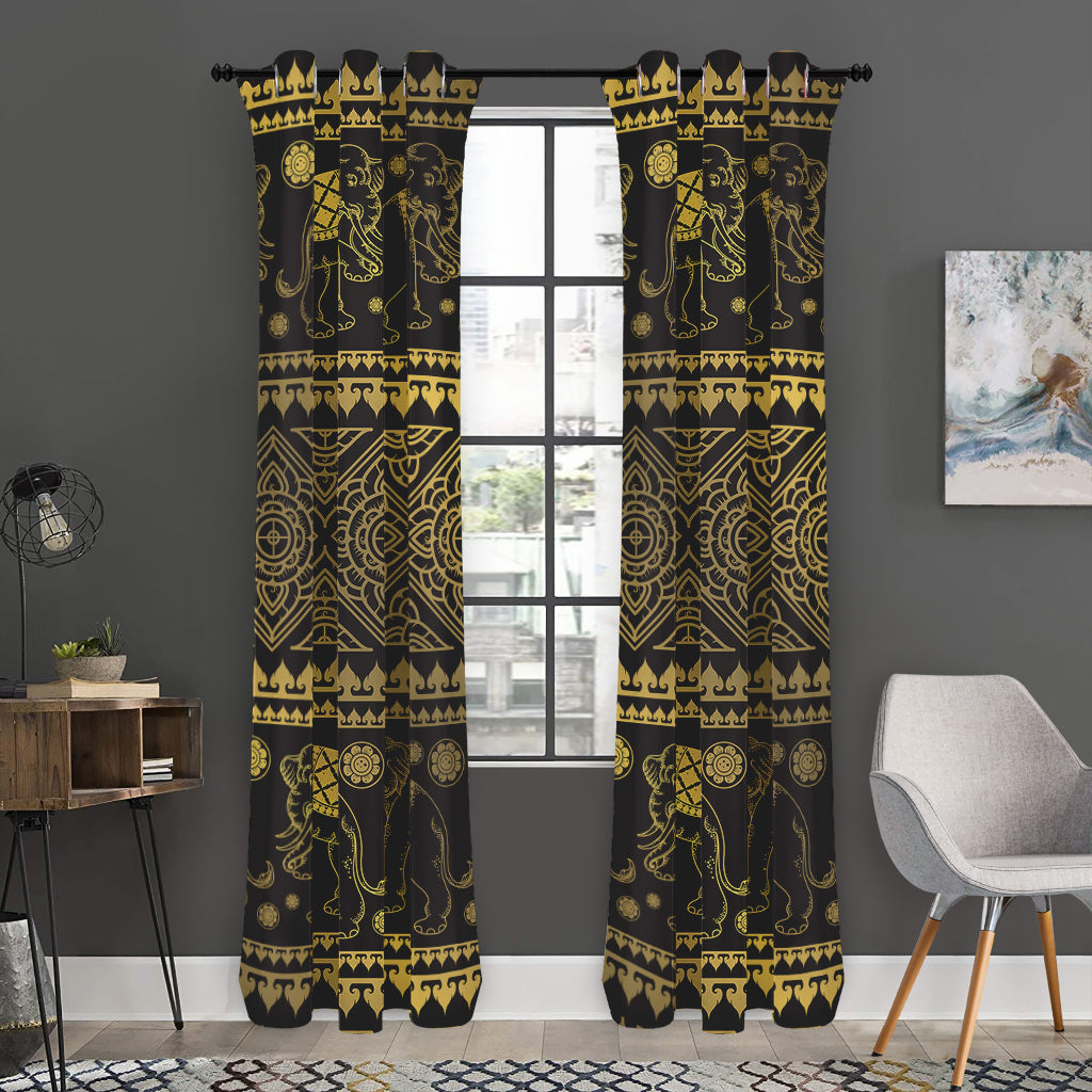 Ethnic Thai Elephant Pattern Print Curtain