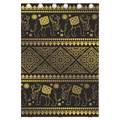 Ethnic Thai Elephant Pattern Print Curtain