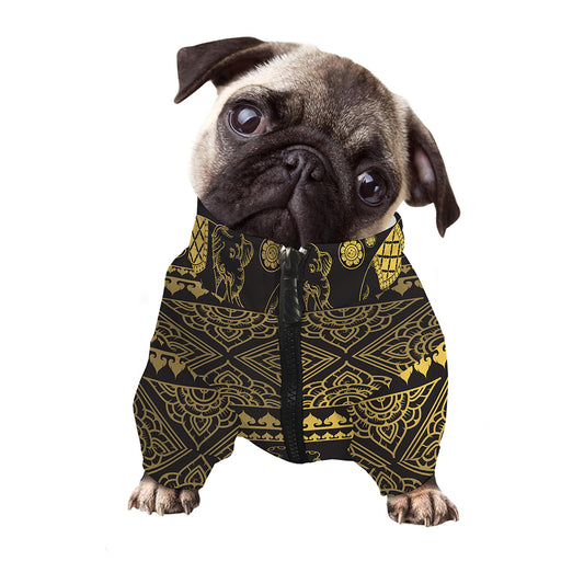 Ethnic Thai Elephant Pattern Print Dog Zip Up Jacket