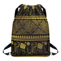 Ethnic Thai Elephant Pattern Print Drawstring Backpack