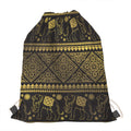 Ethnic Thai Elephant Pattern Print Drawstring Bag