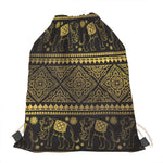 Ethnic Thai Elephant Pattern Print Drawstring Bag