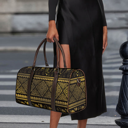 Ethnic Thai Elephant Pattern Print Duffle Bag