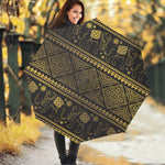Ethnic Thai Elephant Pattern Print Foldable Umbrella