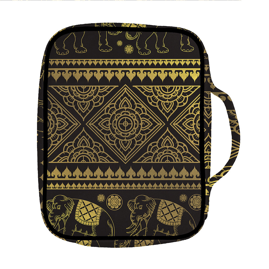 Ethnic Thai Elephant Pattern Print Front Pocket Bible Bag