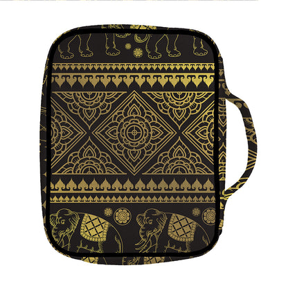 Ethnic Thai Elephant Pattern Print Front Pocket Bible Bag