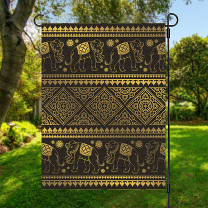 Ethnic Thai Elephant Pattern Print Garden Flag