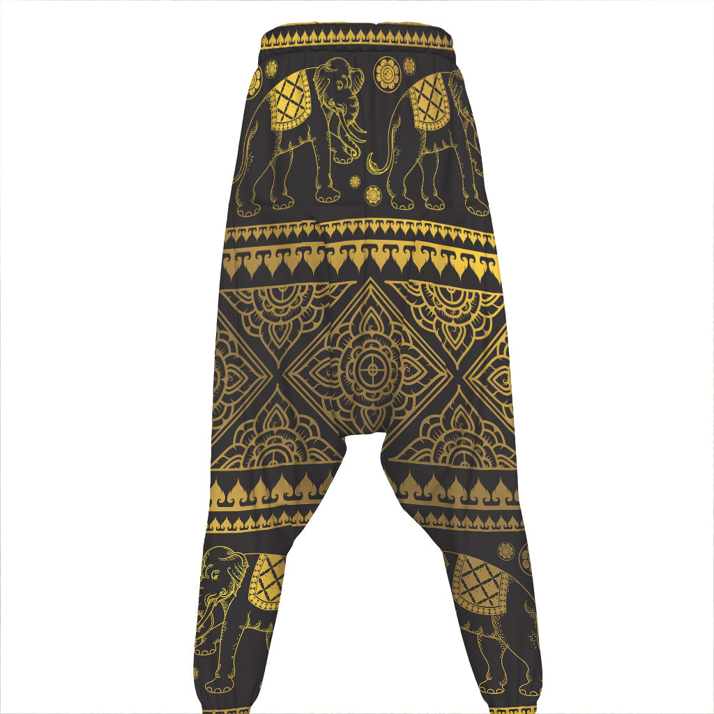 Ethnic Thai Elephant Pattern Print Hammer Pants