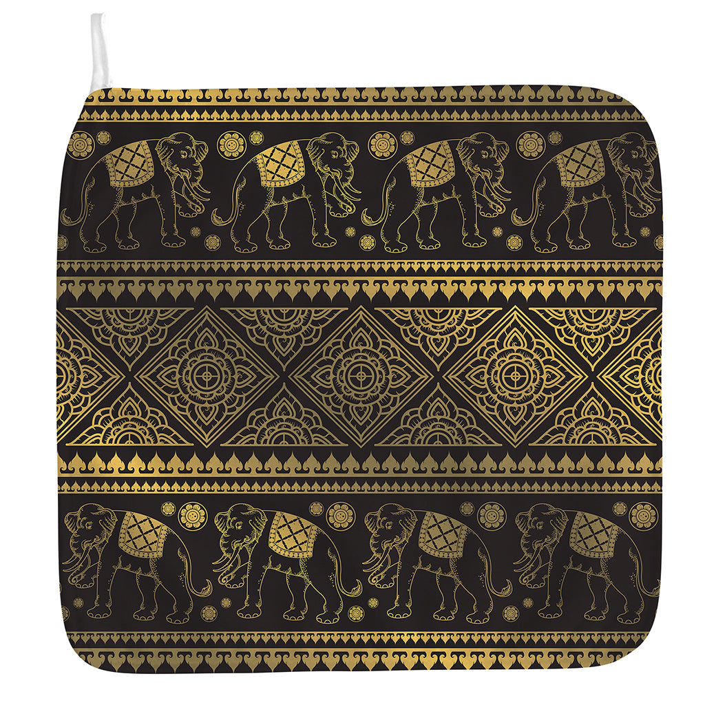 Ethnic Thai Elephant Pattern Print Hand Towel