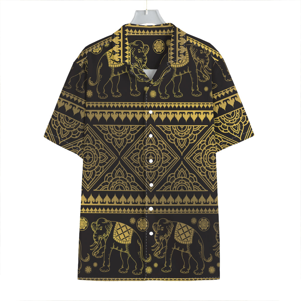 Ethnic Thai Elephant Pattern Print Hawaiian Shirt