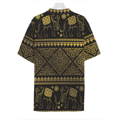 Ethnic Thai Elephant Pattern Print Hawaiian Shirt