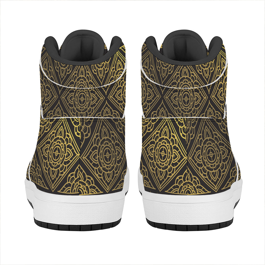 Ethnic Thai Elephant Pattern Print High Top Leather Sneakers