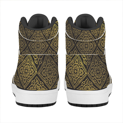 Ethnic Thai Elephant Pattern Print High Top Leather Sneakers
