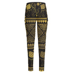 Ethnic Thai Elephant Pattern Print High-Waisted Pocket Leggings