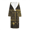 Ethnic Thai Elephant Pattern Print Hooded Bathrobe