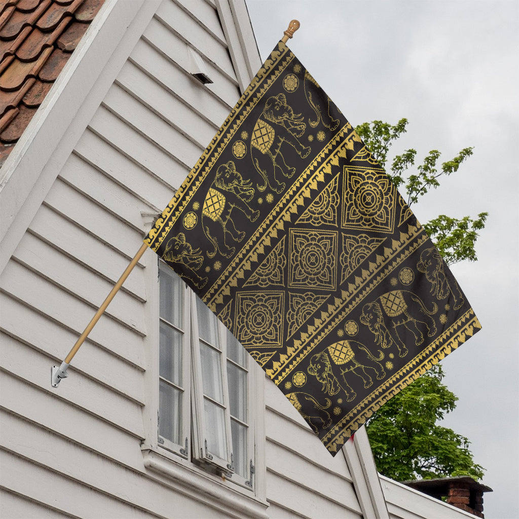 Ethnic Thai Elephant Pattern Print House Flag