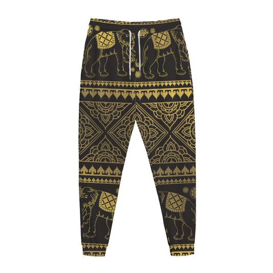 Ethnic Thai Elephant Pattern Print Jogger Pants