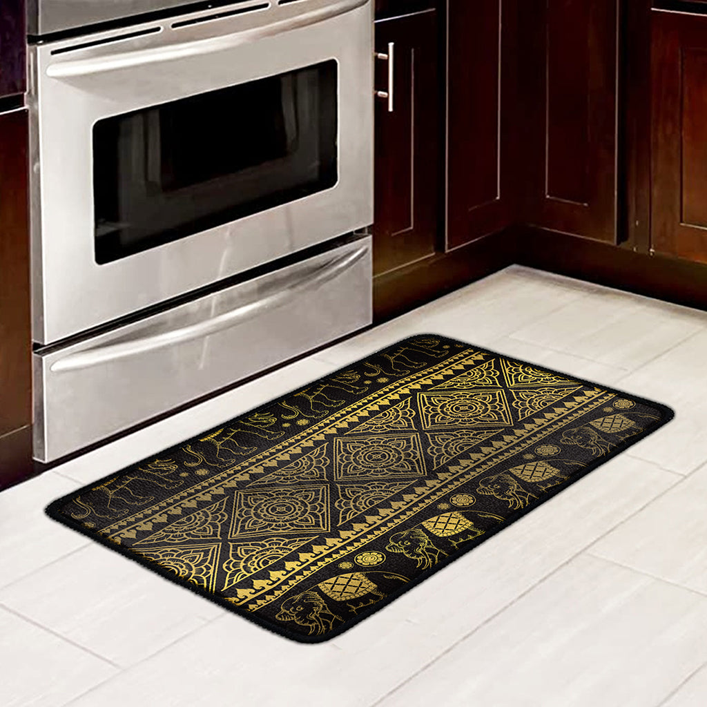 Ethnic Thai Elephant Pattern Print Kitchen Mat