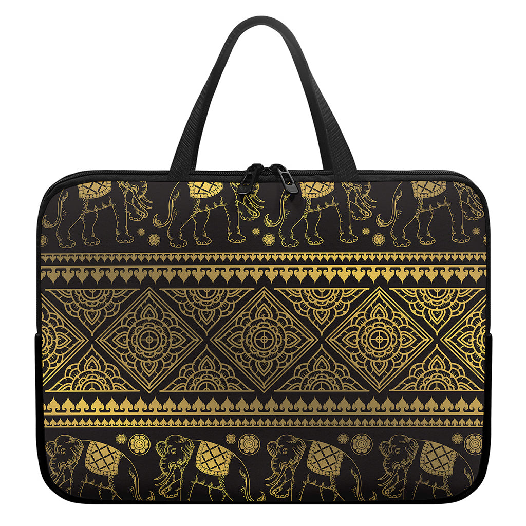 Ethnic Thai Elephant Pattern Print Laptop Sleeve With Handle