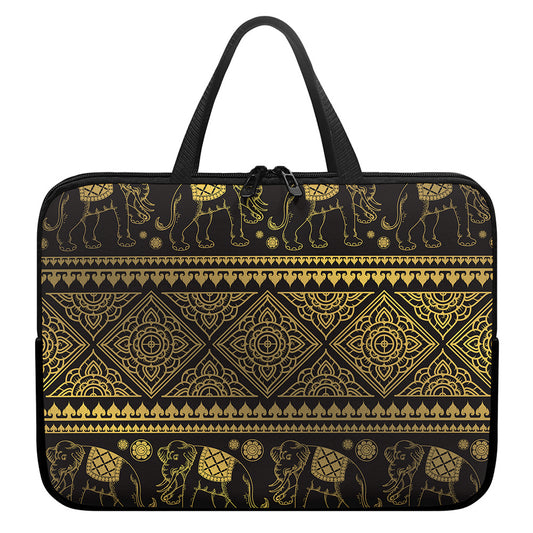 Ethnic Thai Elephant Pattern Print Laptop Sleeve With Handle