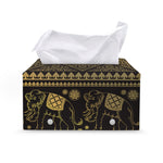 Ethnic Thai Elephant Pattern Print Leather Tissue Box Cover