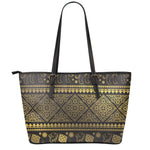 Ethnic Thai Elephant Pattern Print Leather Tote Bag