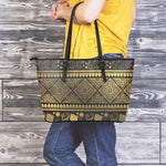 Ethnic Thai Elephant Pattern Print Leather Tote Bag