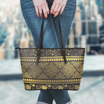 Ethnic Thai Elephant Pattern Print Leather Tote Bag