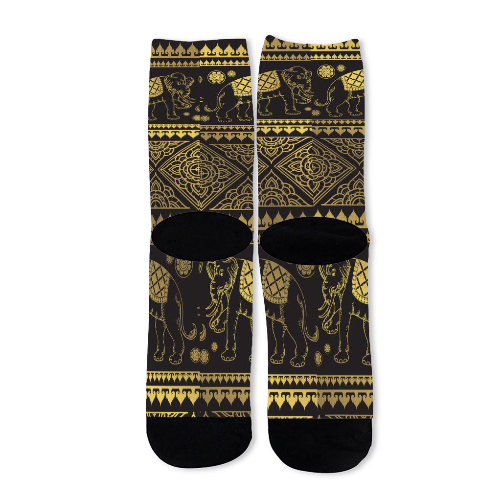 Ethnic Thai Elephant Pattern Print Long Socks
