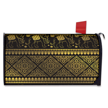 Ethnic Thai Elephant Pattern Print Mailbox Cover