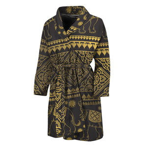 Ethnic Thai Elephant Pattern Print Men's Bathrobe