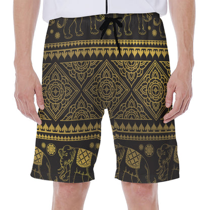 Ethnic Thai Elephant Pattern Print Men's Beach Shorts