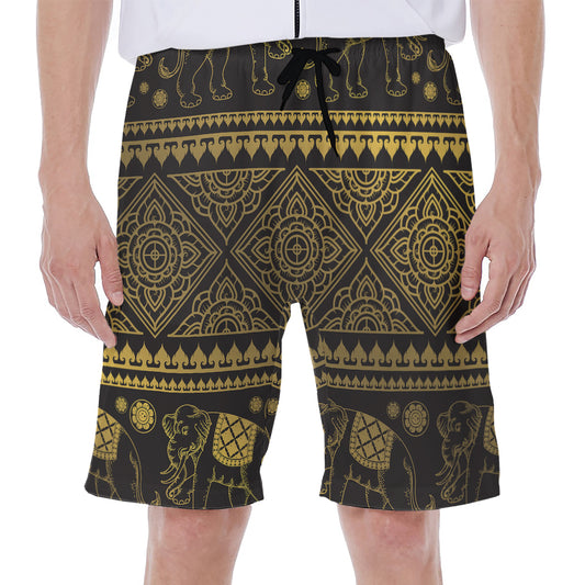 Ethnic Thai Elephant Pattern Print Men's Beach Shorts