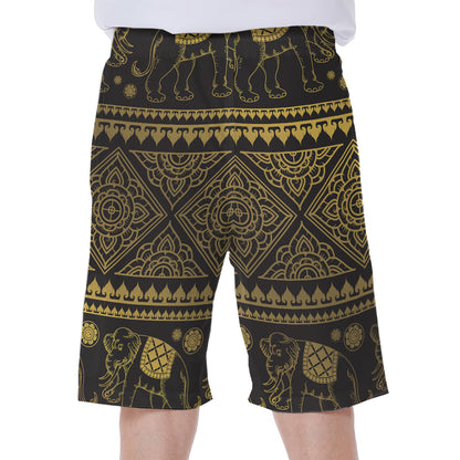 Ethnic Thai Elephant Pattern Print Men's Beach Shorts