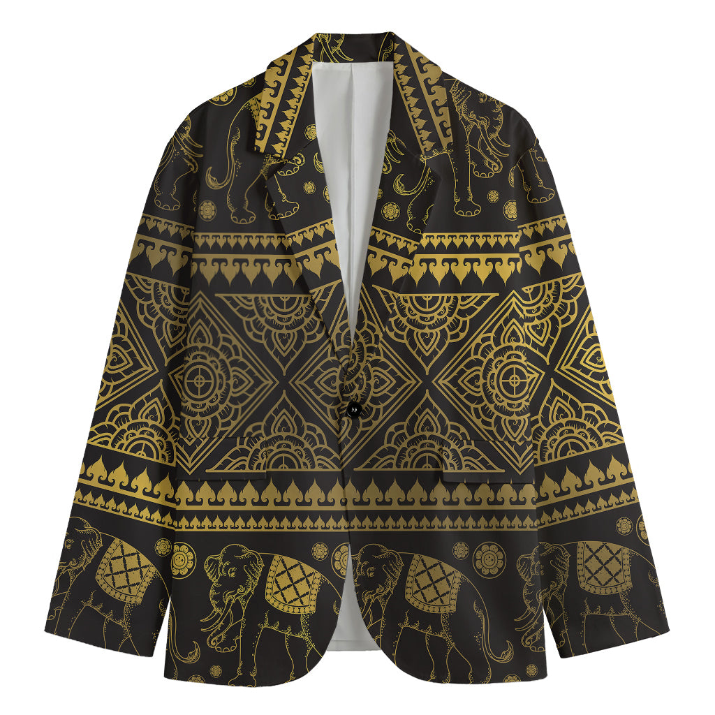 Ethnic Thai Elephant Pattern Print Men's Blazer