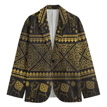 Ethnic Thai Elephant Pattern Print Men's Blazer