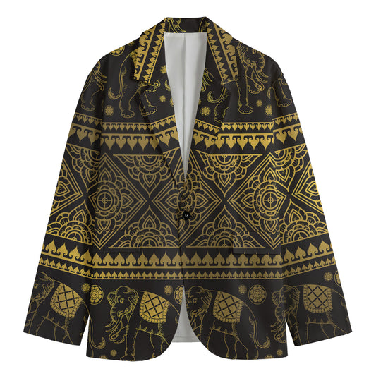 Ethnic Thai Elephant Pattern Print Men's Blazer